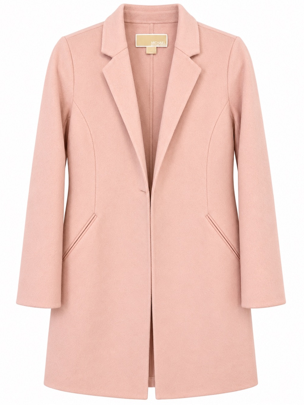Michael Kors Wool Blend Blush Pink Tailored Single-Breasted Trench Coat